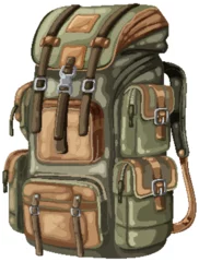 Foto auf Acrylglas Detailed vector of a camouflaged outdoor backpack. © GraphicsRF