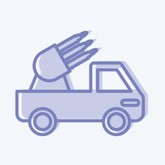 Icon Missile Truck. suitable for Education symbol. two tone style. simple design editable. design template vector. simple illustration
