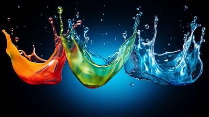 Colorful droplets dispersing in water, isolated against a pure white background.