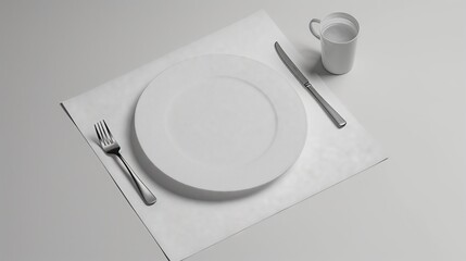 Dining table and paper placemats Simple arrangement on the dining table