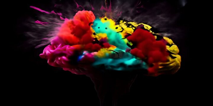 Creativity Concept background black a on colour of splash with explodes brain human art Creative 