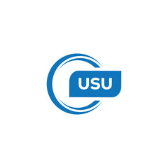 modern minimalist USU  monogram initial letters logo design