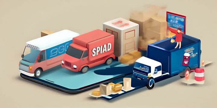  application mobile a on online shopping service Delivery truck by online service Delivery
