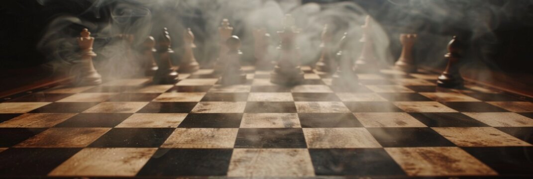 A chessboard where the squares tell stories of past games