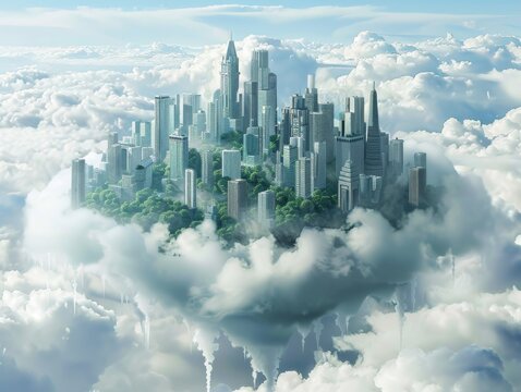 A city built on a giant cloud