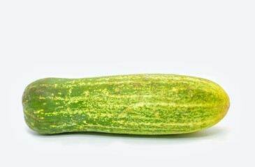 Closeup of Organic Cucumber Isolated on White Background with Copy Space