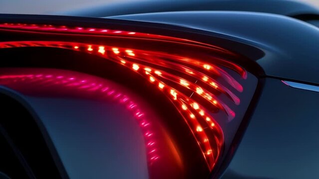 Closeup of the multilevel LED signature lighting showcasing a stunning visual effect and giving the car a distinct and modern look.