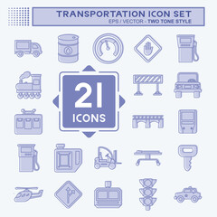 Icon Set Transportation. suitable for education symbol. two tone style. simple design editable. design template vector. simple illustration