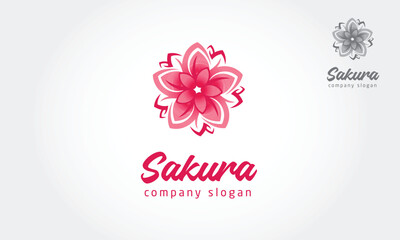 Sakura Flower Vector Logo Template. It would be a perfect match for a variety of businesses, especially those related to cosmetics, ecology, health, flowers, perfume and others.