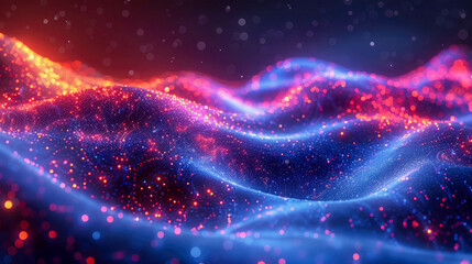 Abstract digital background with glowing particles. Futuristic wave