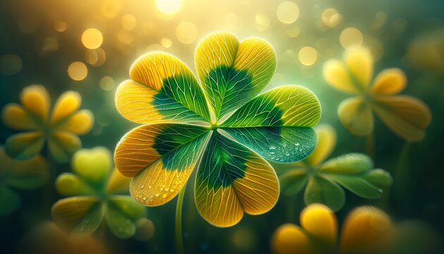 An image of a close-up of a patch of clovers transitioning in color from vibrant green to yellow, symbolizing the change of seasons.