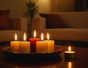 Obraz na płótnie Canvas Harmonious Candle Arrangement in Living Space