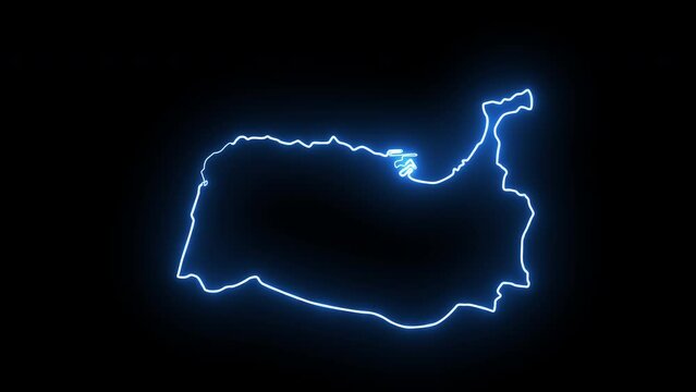 map of Tetouan in morocco with glowing neon effect