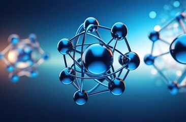molecule or atom, Abstract structure for Science or medical background, 3d illustration, science, atom, abstract, chemistry, structure, blue, chemical, background 