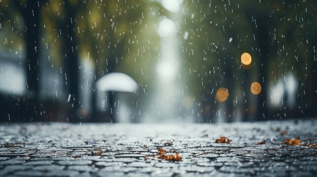 Rainfall on an Autumn Street