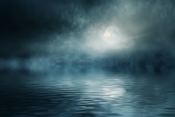 Fototapeta na wymiar Arcane symbols glowing softly beneath a veil of shimmering mist in a forgotten realm. 