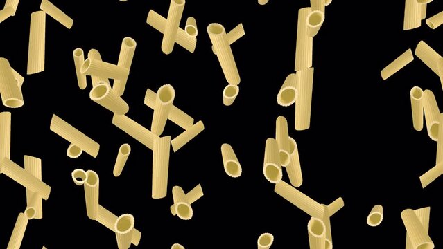 Penne Pasta loop tile swirling with alpha. This3d animation with an alpha channel is loopable and tileable.