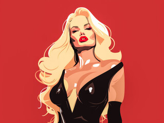 Chic and stylish illustration of a young woman with a sexy touch