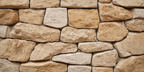 Rock stone tile wall texture rough patterned background in white cream colore