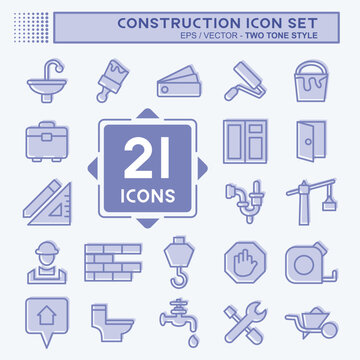 Icon Set Construction. suitable for building symbol. two tone style. simple design editable. design template vector. simple illustration