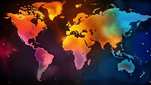 The interconnectedness of global markets showcased by a colorful world map pinpointing key trade routes and their impact on the economy.