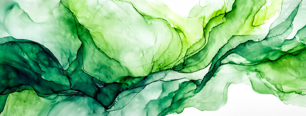 Obraz premium Horizontal alcohol ink art with green base