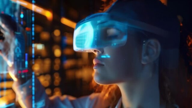 Virtual reality headsets display holographic simulations connected to IoT devices that provide sensory feedback allowing students to fully immerse themselves in educational