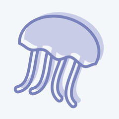Icon Jelly Fish. suitable for seafood symbol. two tone style. simple design editable. design template vector. simple illustration