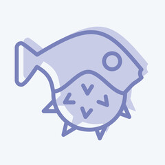 Icon Puffer Fish. suitable for seafood symbol. two tone style. simple design editable. design template vector. simple illustration