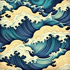 a Blue curves and the waves of the sea range from soft