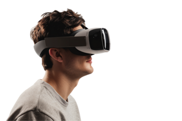 man wearing virtual reality goggles