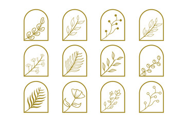 gold wreath frame collection vector design