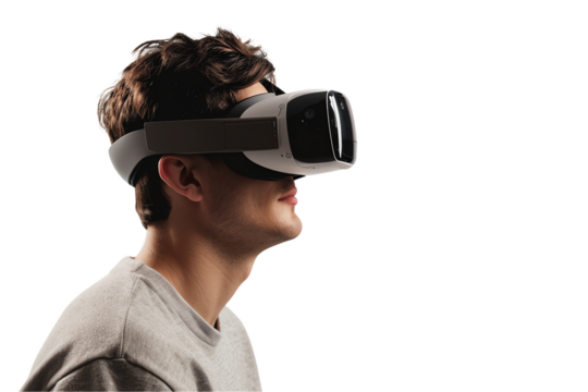man wearing virtual reality goggles