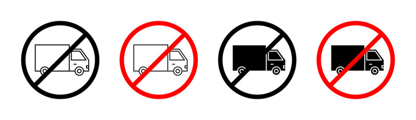 No Truck Sign Vector Illustration Set. Truck Limit Zone Sign suitable for apps and websites UI design style. - obrazy, fototapety, plakaty