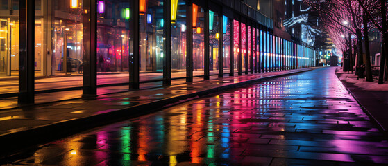 Colourful lights reflection in mirrors in Montreal 