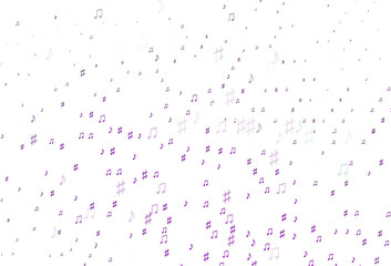 Light Purple vector texture with musical notes. - obrazy, fototapety, plakaty