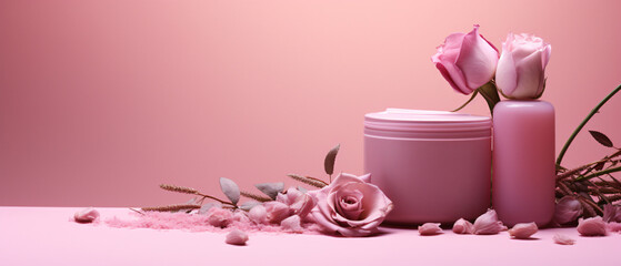 Composition with cosmetic products and dried rose flower