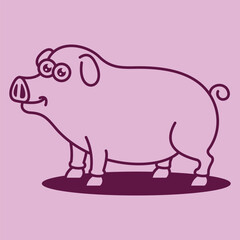 Cartoon Farm barn domestic animal Outline Line Art for education kids children vector design art