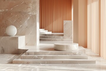 A minimalist podium featuring luxurious marble textures