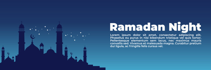 ramadan night wallpaper vector design illustration good for web banner, ads banner, booklet, wallpaper, background template, and advertising