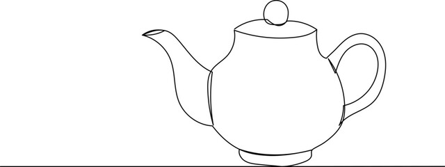 sketch of a teapot line drawing on a white background, vector