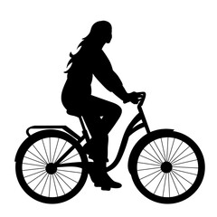 woman riding a bicycle silhouette on a white background, vector