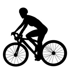 woman riding a bicycle silhouette on a white background