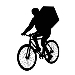 male courier riding a bicycle silhouette on a white background, vector