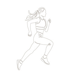 sketch of a woman running on a white background, vector