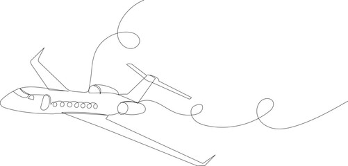 airplane sketch line drawing on a white background, vector