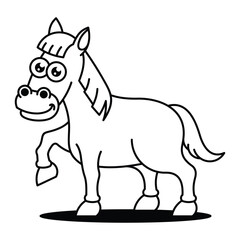 Cartoon Farm barn domestic animal Outline Line Art for education kids children vector design art