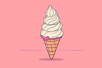 ice cream in a cone on pink background