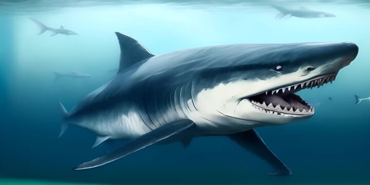  species extinct pliocene of predator creature sea prehistoric shark megalodon a of Illustration