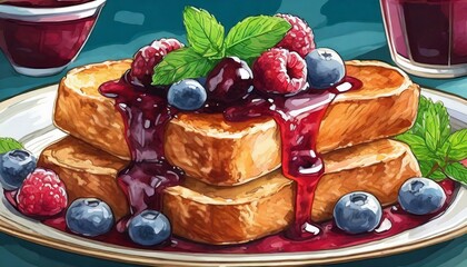 raspberry and blueberry cheesecake - obrazy, fototapety, plakaty